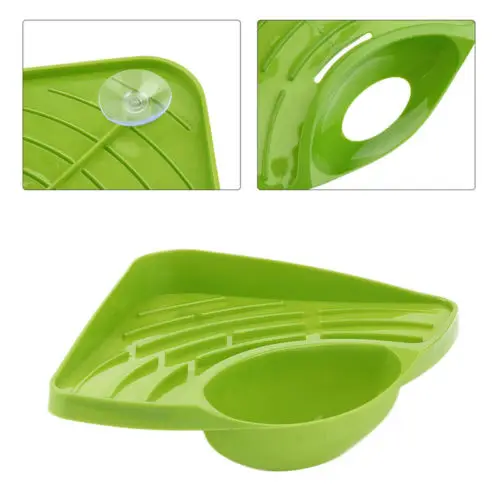 Home Bathroom Kitchen-Sink Corner Storage Soap Plastic Suction Cup Rack Sponge Holder YH-460622