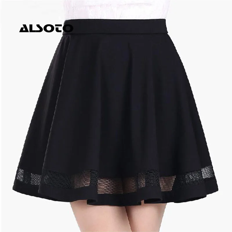 Women Skirts New Fashion Grid Design Pleated Solid Color Elastic Skirt Sexy Womens Mini Skirt Faldas Mujer Moda