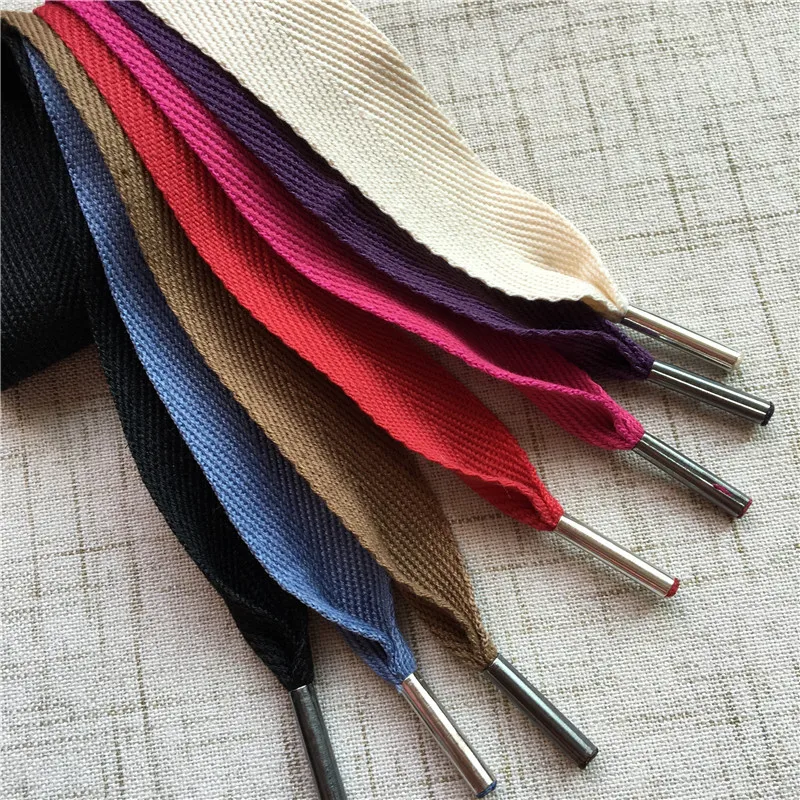 

New Cotton Twill Shoe Lace Black Blue Wide Bow Lace Texture Cotton Super Width Shoelaces Multicolor