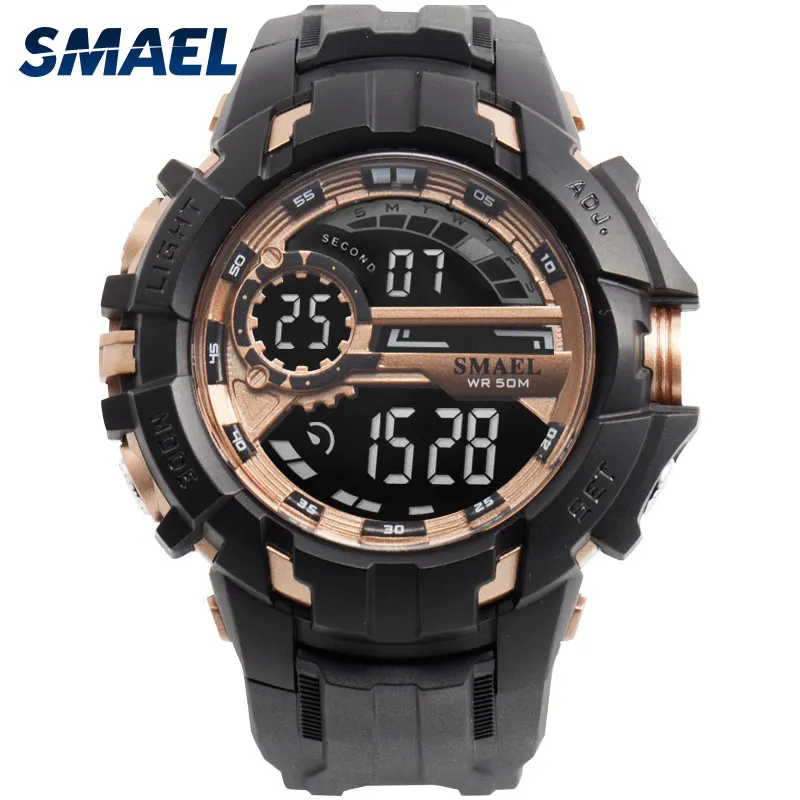 Digital Watch Men Sport Watches Waterproof SMAEL Relogio Montre Shock Black Gold Big Clock Men Automatic 1610 Men Wtach Military