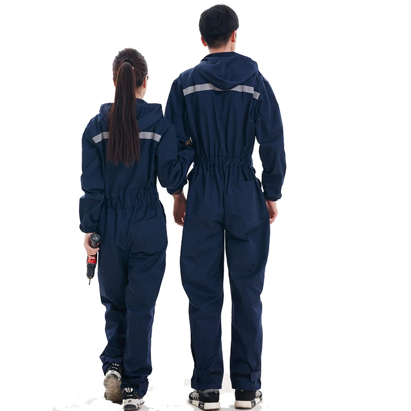 Work Clothing Hooded Overalls Jumpsuit Men Women Repair Coveralls Reflective Stripe Repairman Machine Welding Worker Uniforms