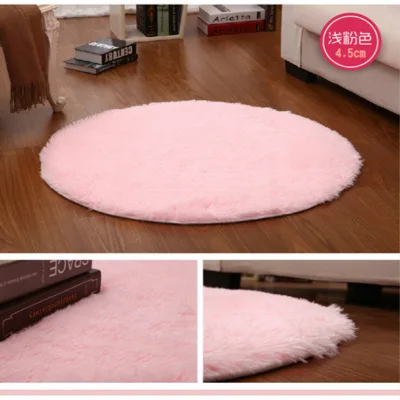 

Pink White Floor Mat Solid Computer Chair Cushion Pad Yoga Mats Shaggy Circle Round Carpets For Living Room Lovely Bedroom Rugs