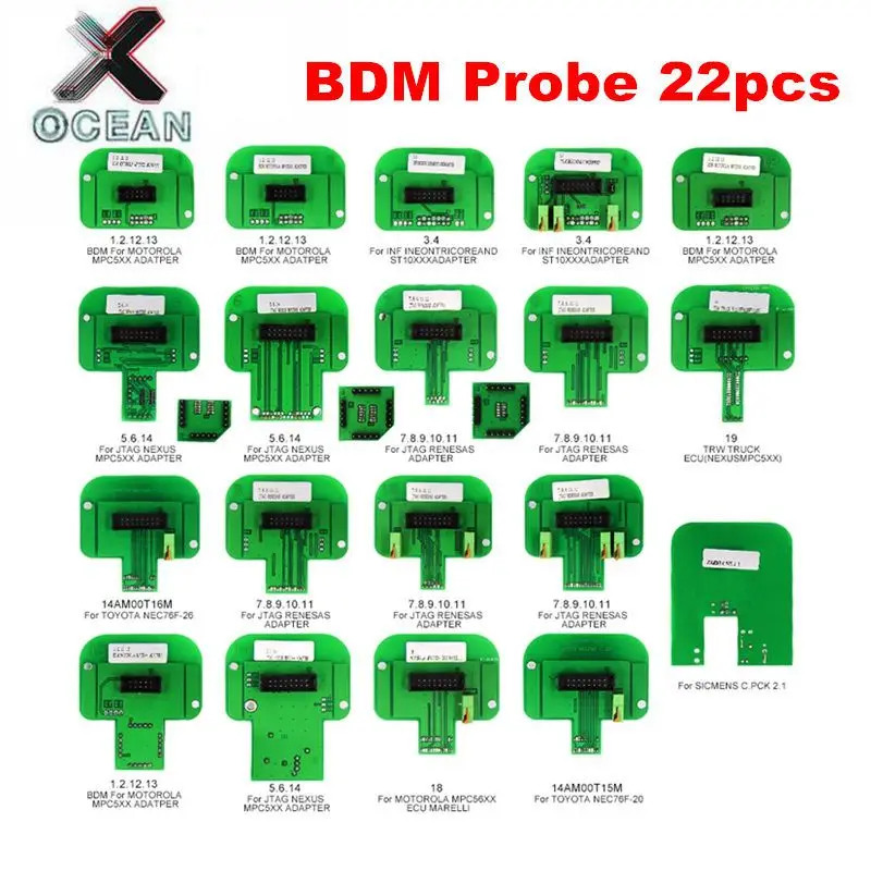 BDM Probe Adapters 22pcs/set ECU RAMP For V7.020 V5.017 BDM100/CMD100/FGTECH V54 BDM Frame Full Sets ECU Programmer best quality