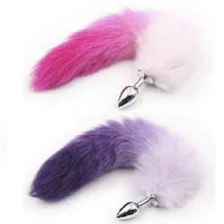 New white pink purple color fox tail small medium large Anal Plug beads Metal Butt plug Role Play Flirting Fetish sex Toy Women