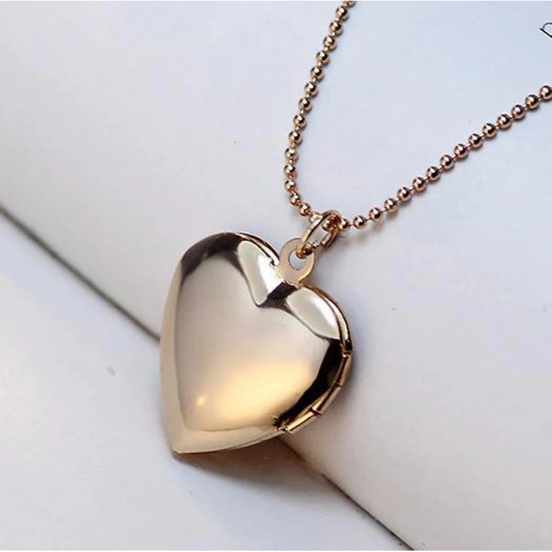 SUTEYI Heart Photo Frame Memory Locket Necklace Gold Silver Color Pet Cat Dog Paw Footprint Necklace Jewelry