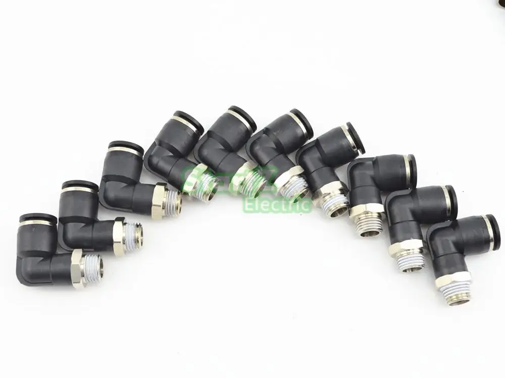 10Pcs High quality 12mm X 1/4'' Thread Pneumatic Male Elbow Connector Tube  Air Fitting