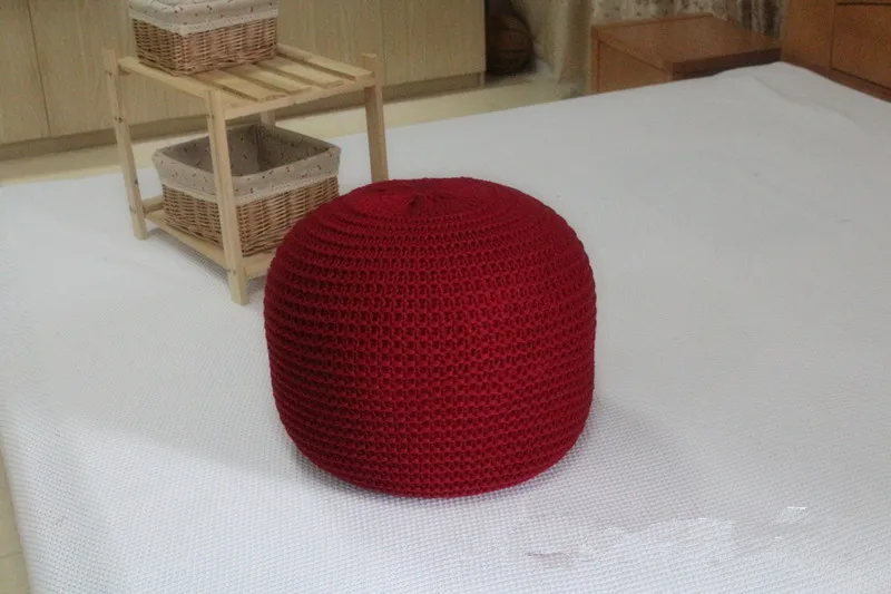 POUF con cuscino rotondo in lana lavorato a maglia di nuovo stile