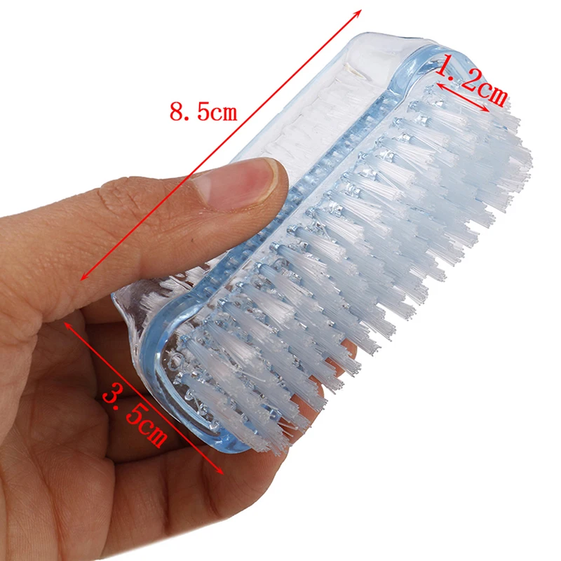 Double Sided Hand Nail Brush Cleaner Manicure Tool Plastic Nail Cleaning Scrubbing Brush