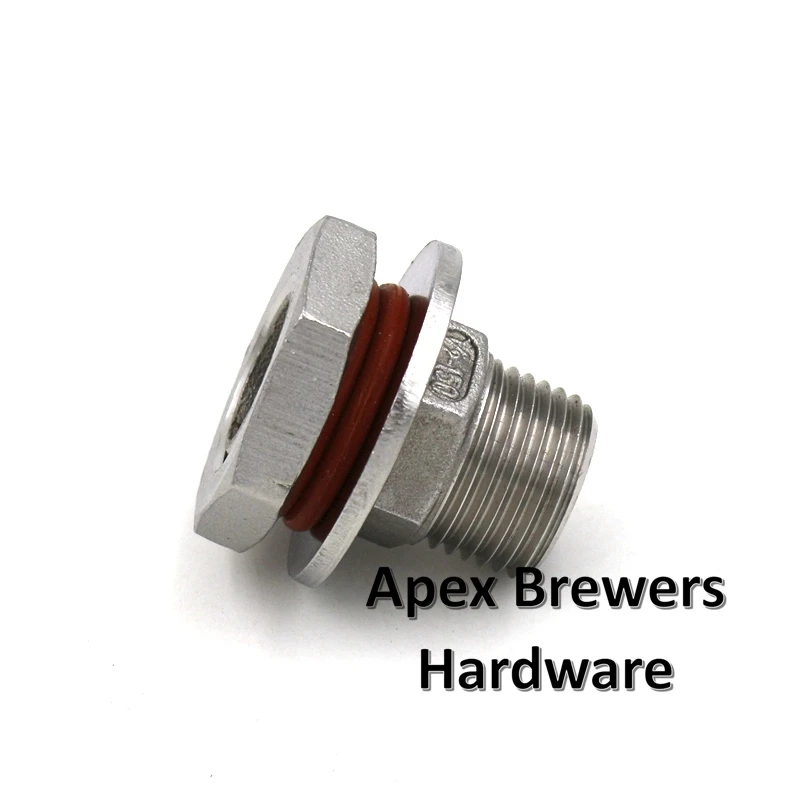 Hex Nut Weldless Bulkhead 1/2'' MPT,Brewer Hardware