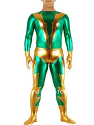 Green & Gold Shiny Metallic Tight Zentai Suit Catsuit