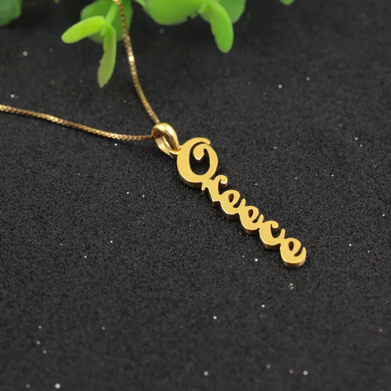 

Golden Plated Custom Nameplate Necklace 925 Solid Silver Women Engraved Name Necklace Fashion Women Necklace Box Chain