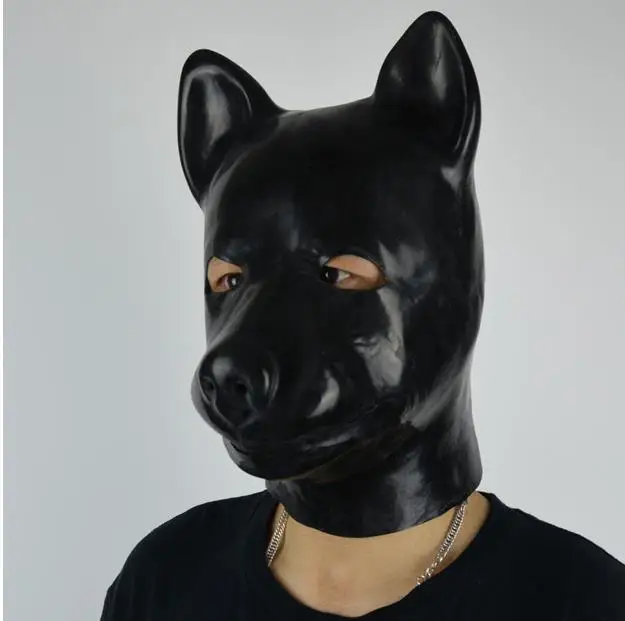 

Black Latex Dog Hood Rubber Dog1.0mm Moulded Latex Dog Mask Cosplay mask