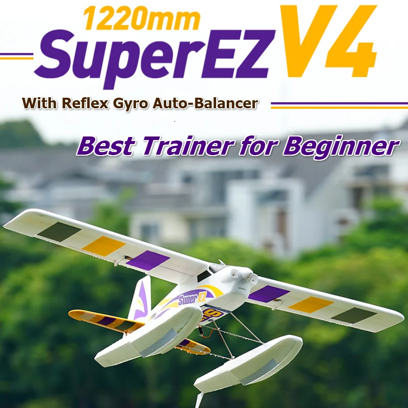 FMS 1220mm Super EZ V4 Trainer Beginner RC Airplane 4CH 3S with Gyro Floats (optional) PNP Water Sea Plane Hobby Model Aircraft