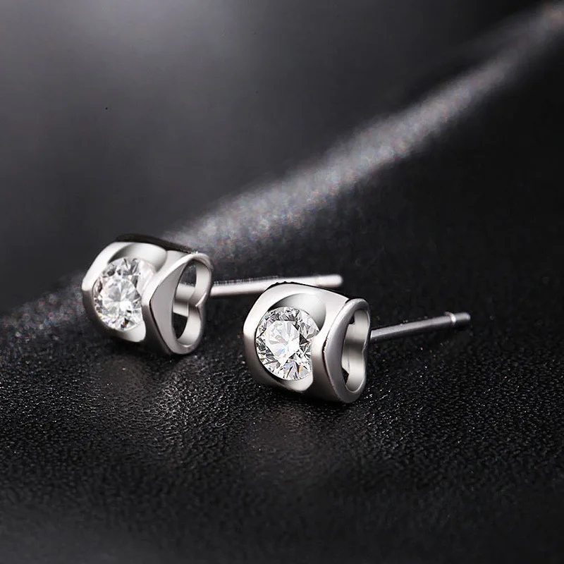 1pair Hight Quality Fashion Wedding Earring 925 Sterling Silver Special CZ Heart Shape Earrings Romantic Stud Earring For Women