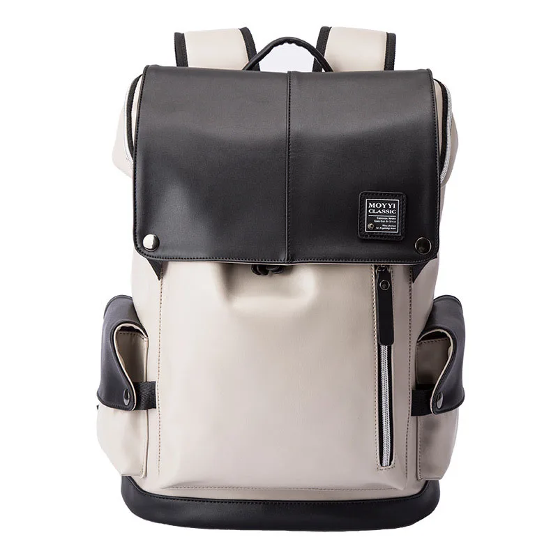 Sac à dos en cuir PU pour hommes, avec chargeur USB, pour ordinateur portable, imperméable, multicolore, à la mode, décontracté, de qualité