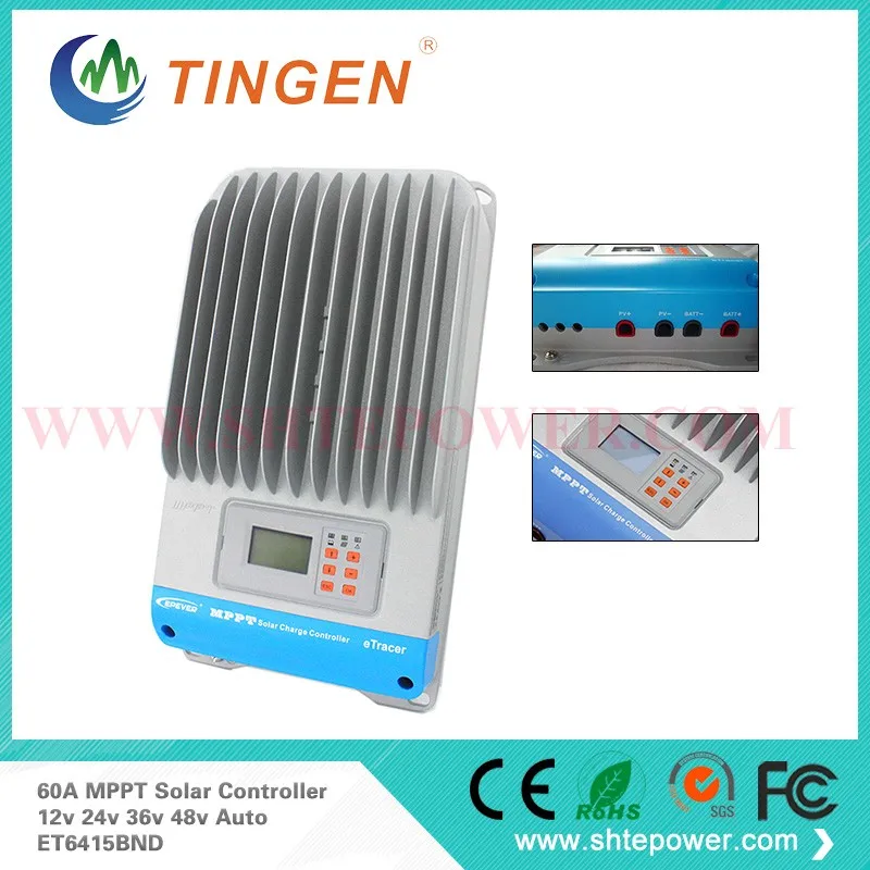 EPEVER 60amp Auto Work 12V/24V/48V 60A, MPPT Battery Charge Controller 60A, Solar Charge Controller