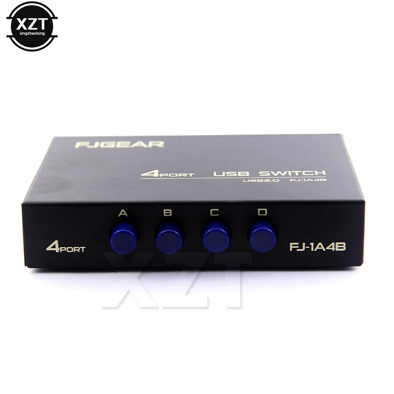 Caja selectora de conmutador USB 2,0, adaptador de interruptor para compartir concentrador de 4 puertos, ordenador para PC, escáner, impresora, 4 en 1, alta para compartir, 1 unidad