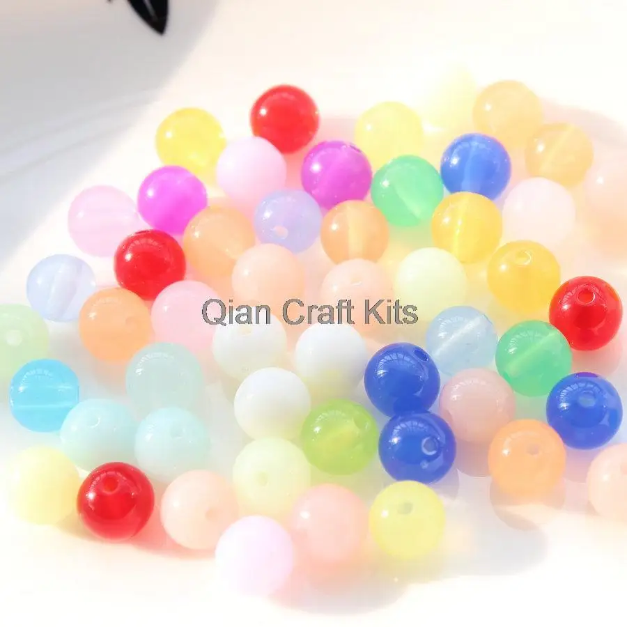 1000pcs 8mm Round Jelly Candy Acrylic Beads of Assorted Colors