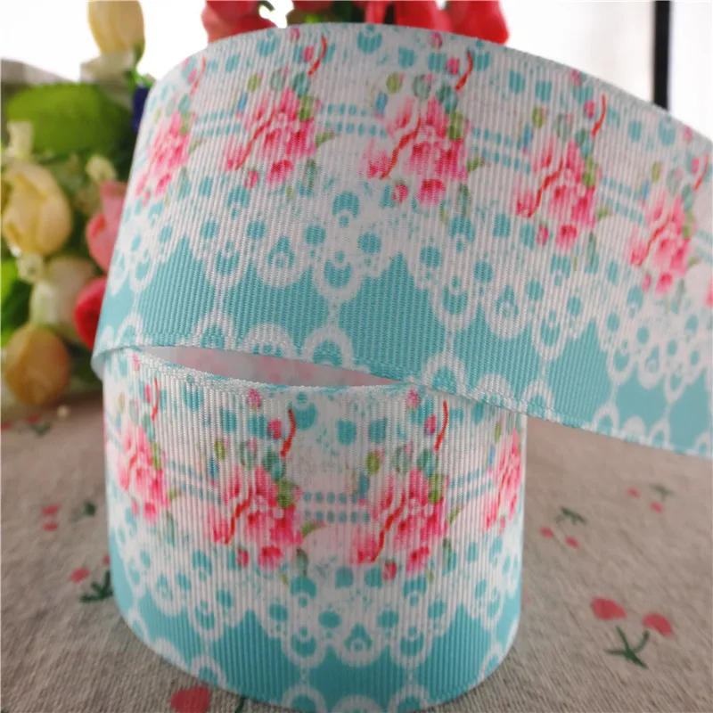 1" 25mm, 1-1/2" 38mm 10 Yards Blumen bedruckte Ripsbänder DIY Haarschleifen handgemachte Materialien MD18010120 – Detail 2