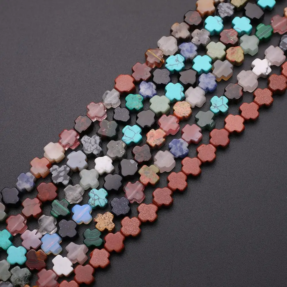 

48pcs/lot Roses Quartz Crystal Natural Stone Beads Cross Charms Pendants For Jewelry Making DIY Earring Bracelet Free Shipping