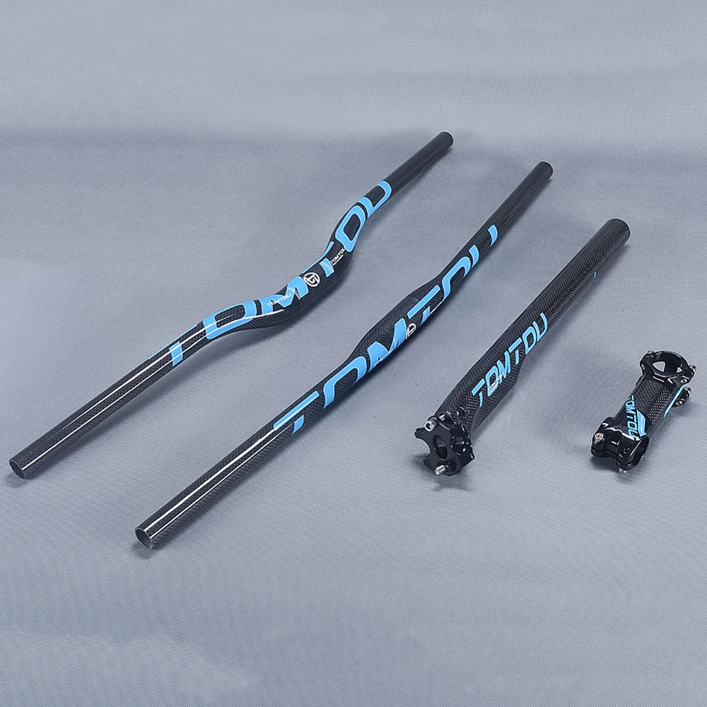 

TOMTOU 3K Carbon Mountain Bicycle Handelbar + Stem + Seat Tube Cycling MTB Bike Bars Sets Parts - TS9T28