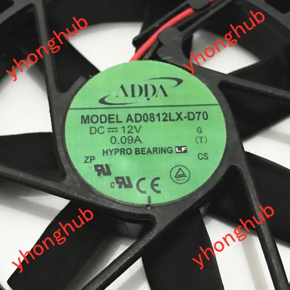 ADDA AD0812LX-D70 DC 12V 0.09A 2-Wire 80x80x15mm Server Cooling Fan