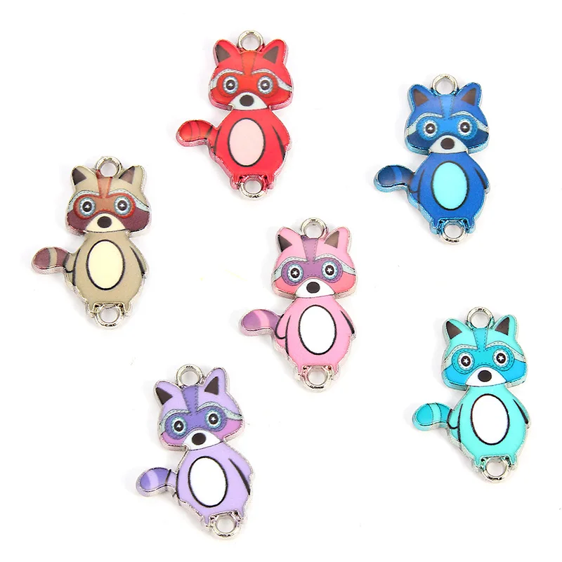 새로운 도착 혼합 색상 드롭 오일 코끼리 유니콘 곰 꿀벌 커넥터 여자 DIY 목걸이 팔찌 쥬얼리, 10 피스