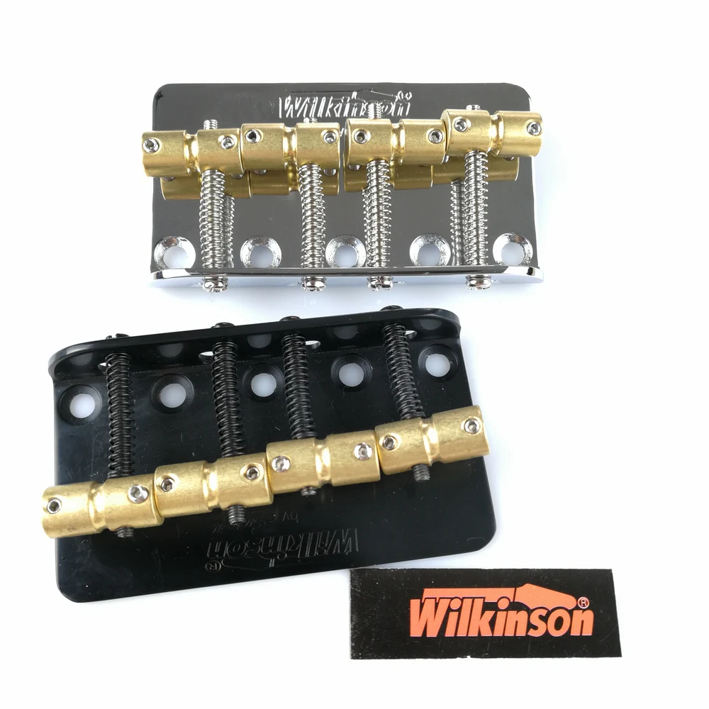 Wilkinson WBBC Four 4 Strings Electric Bass Bridge With Brass Saddles For Precision Jazz Bass Chrome Silver Black