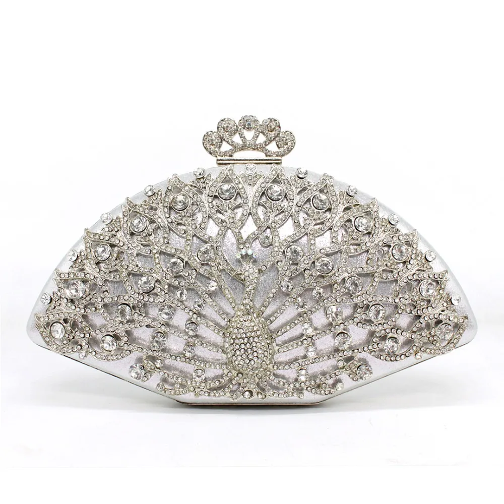 Luxury Designer Women Evening Bag Fashion Golden Metal Crystal Women Evening Bag Clutch Handbag Ladies Wedding Bridal Party Bag