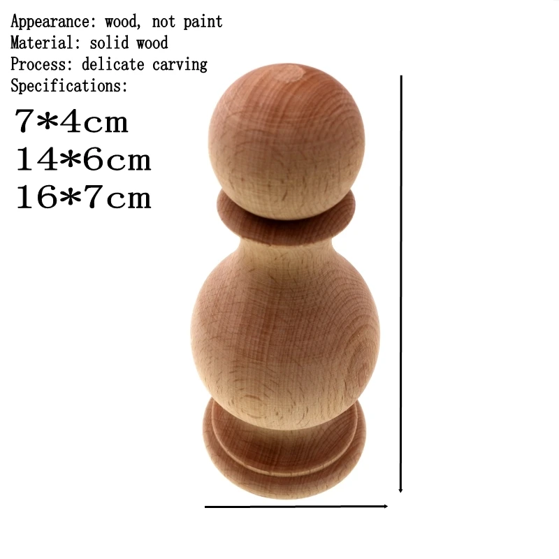 RUNBAZEF Kawaii Furniture Real Wood Carving Ark Leg Circular Wooden Foot Decoration Cylindrical Ball Applique Vintage Home Decor