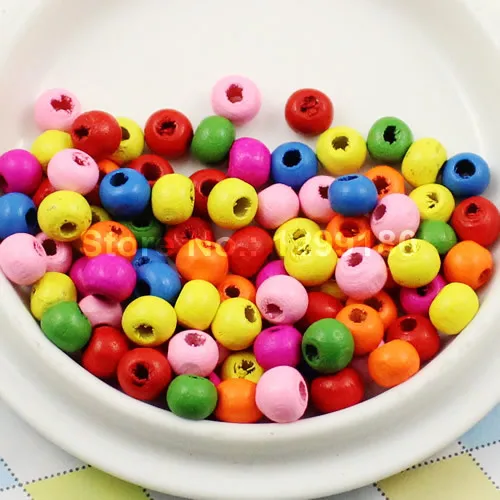 1000pcs/lot Wholesale Colorful Lead-free Round Wood Beads for Bracelet/Necklace 6mm Hole:2.5mm(K01672)