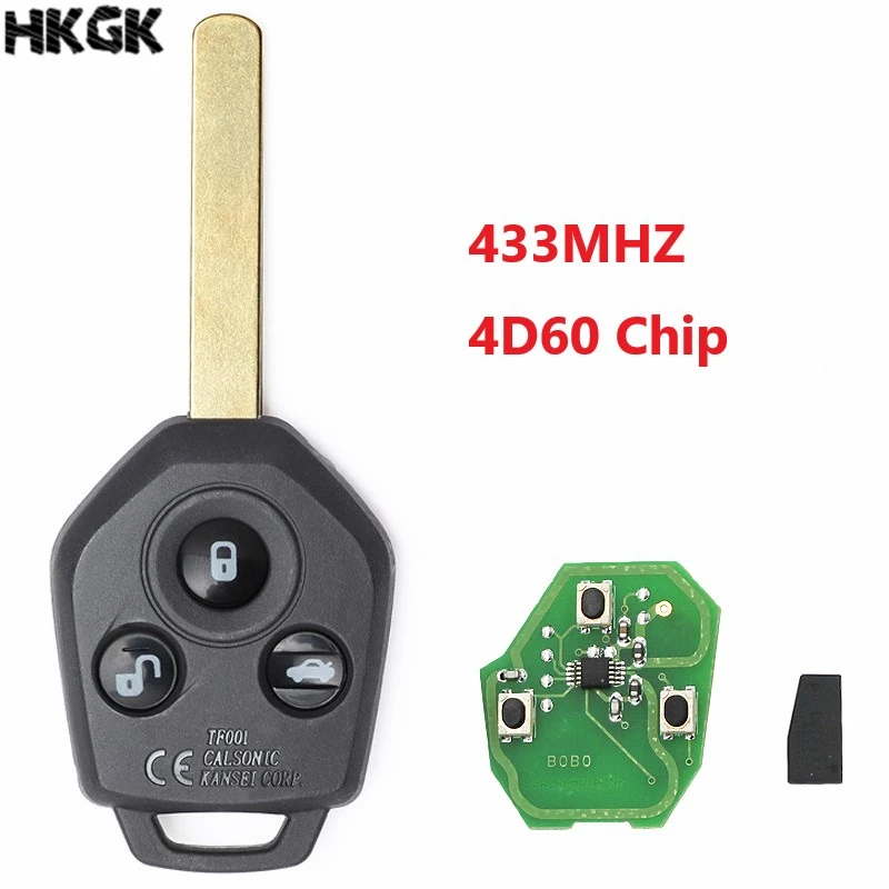 

3 Buttonts Remote Car Key 433MHz 4D60 Chip Uncut Blade for Subaru Outback / Forester 2011 2012