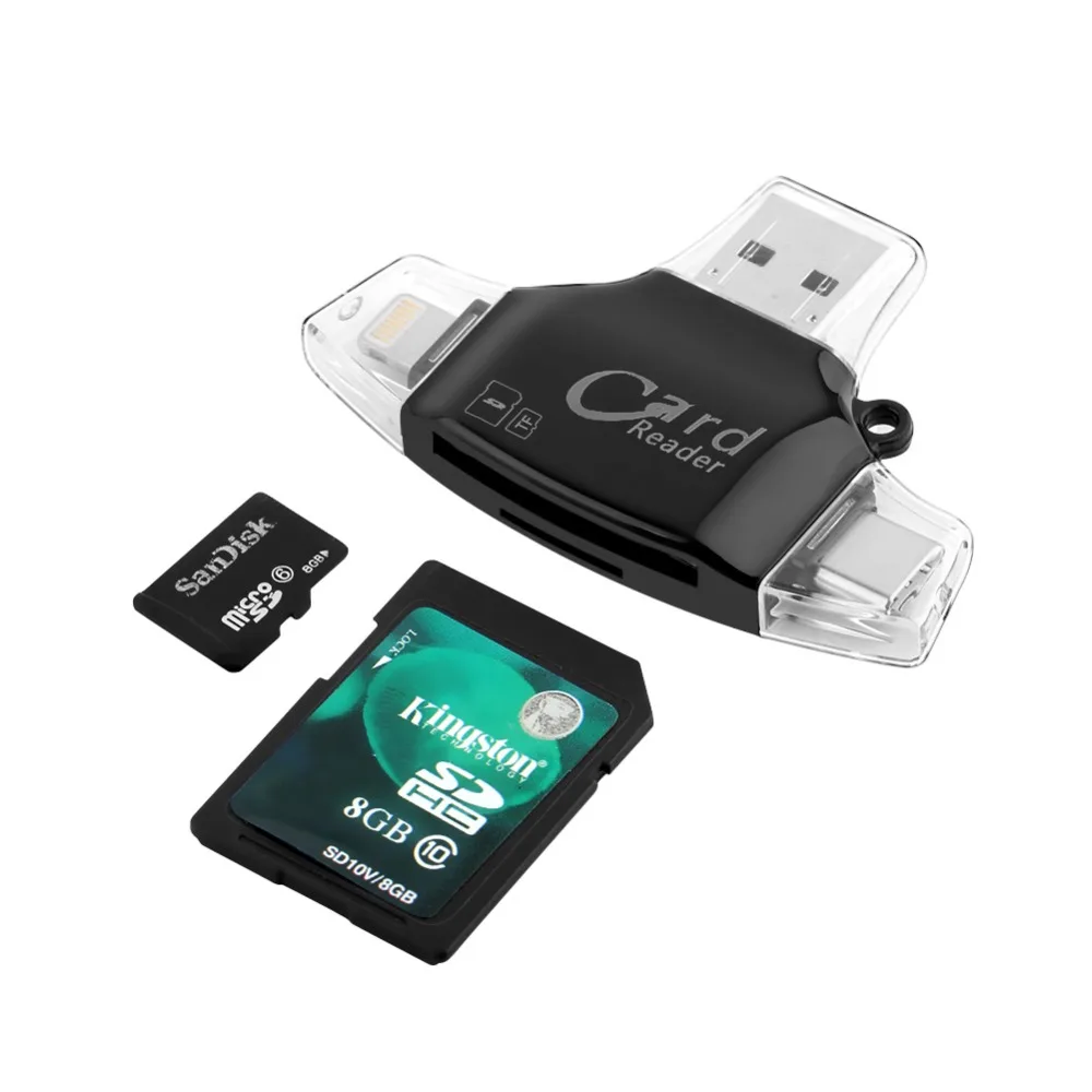 Type C & Micro USB & USB  OTG Card Reader Universal OTG TF/SD for iPhone iPad MacBook Android Computer Extension Readers