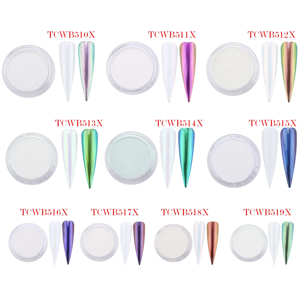 TCT-248 Einhorn Weiß Chamäleon Multi Chrome Nagelpulver Regenbogen Magischer Glitzer für Nail Art Aurola Henna