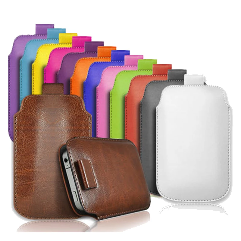 For iPhone 12 Pro Max Case PU Leather Pouch Cover Pocket Holster Pull Tab Cover For iPhone 13 mini 11 Pro XS Max Phone Bag Case