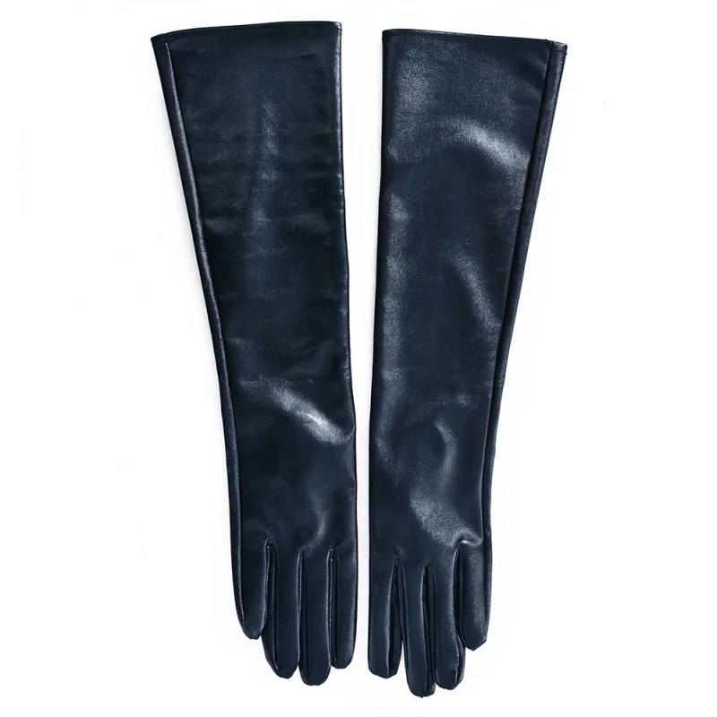 Women\'s Faux Leather Elbow Gloves Winter Long Gloves Warm Lined Finger Gloves New YP9