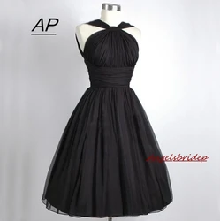 Unique High-Neck Black Vestido De Festa Evening Party Dresses Abendkleider South Afirca Popular Chiffon A-Line Short Gowns