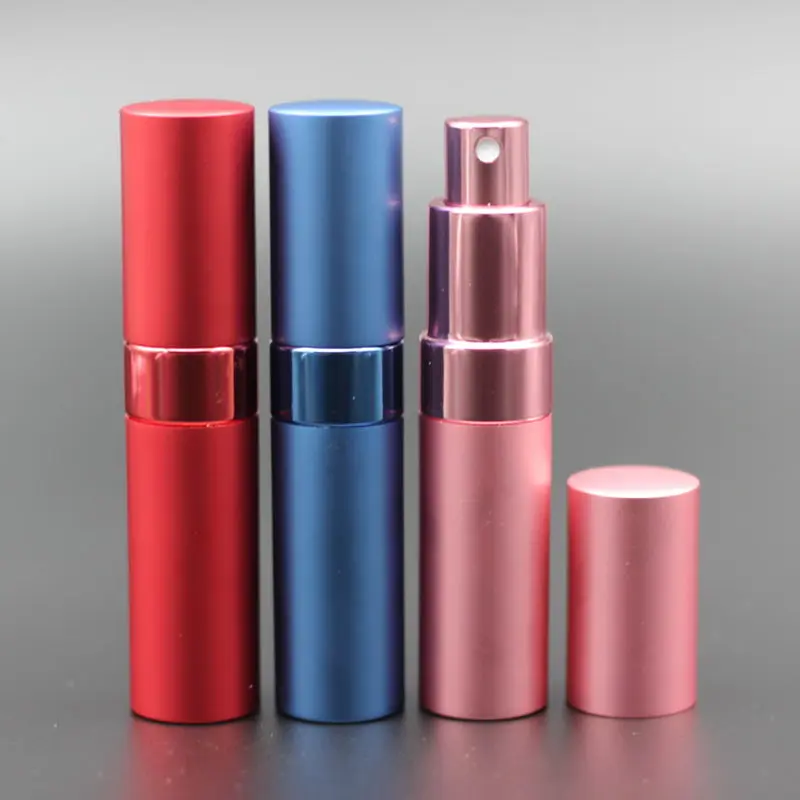 

24pcs/Lot Hot Selling 15ml Pump Refillable Anodized Aluminum Glass Perfume Atomizer Bottle Empty Travel Spray Scent Bottle Case