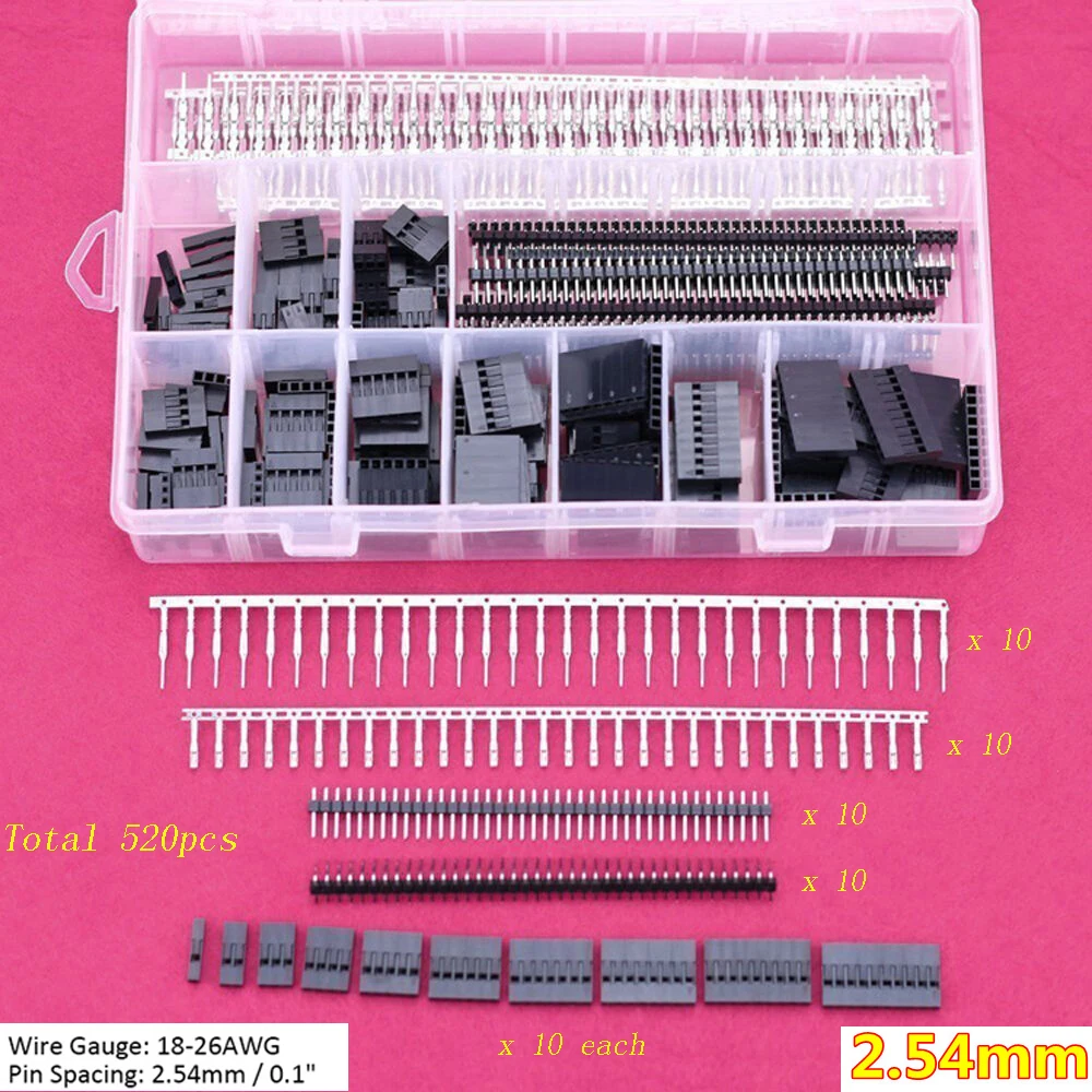 600pcs 900pcs JST-XH 2.54mm Connectors Assortment Kit Set Crimping Tool Crimper AWG28-20