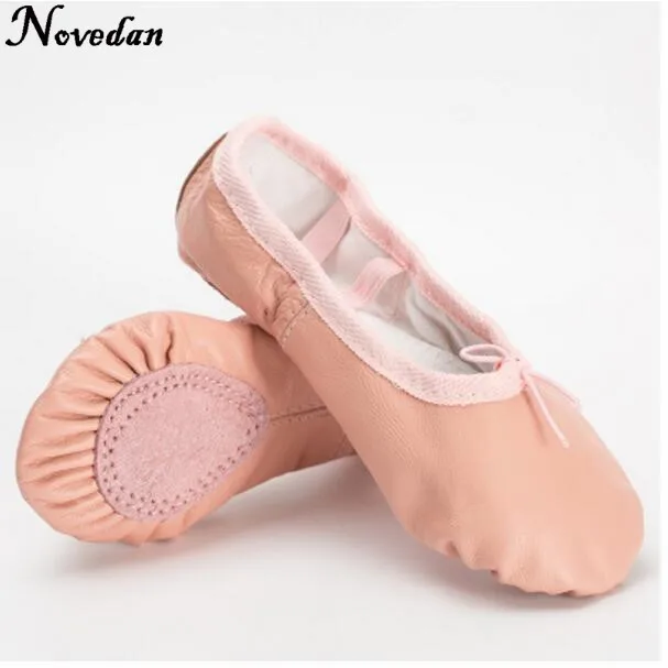 Leather Flat Slippers White Pink Black Salsa Ballet Shoes For Girls Children Woman Yoga Gym Dance Shoes