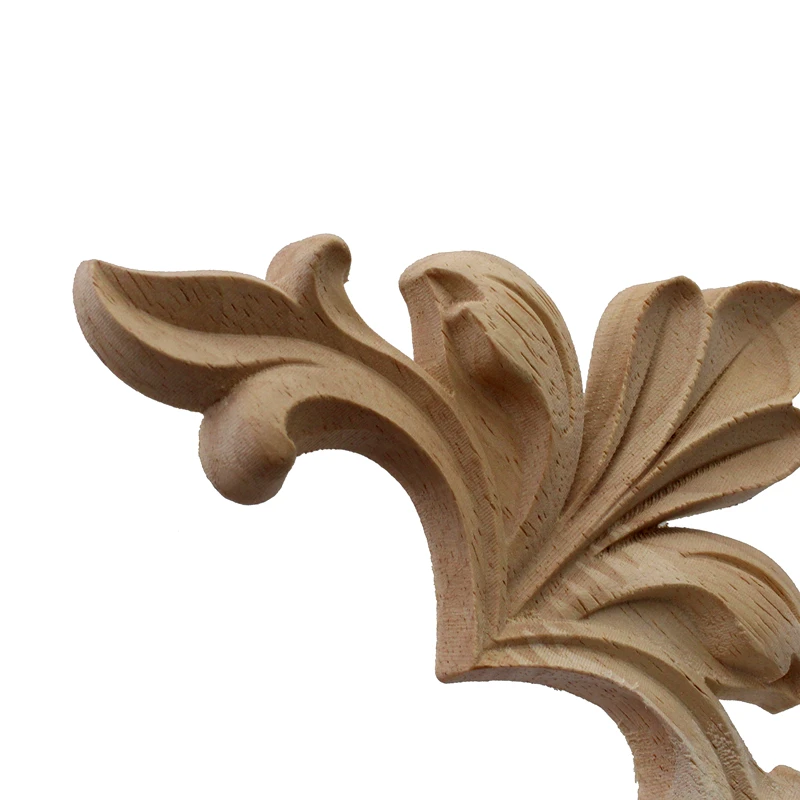 Runbazef European Solid Wood Decoration Appliques Carved Corner Flower Door Furniture Accessories Decals Wooden Home Decor