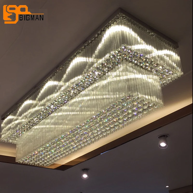 

New Design 2 Layers Crystal Chandelier Modern Ceiling Fixtures AC110V 220V LED lamp Lustres Cristal Hotel Lobby Lighting