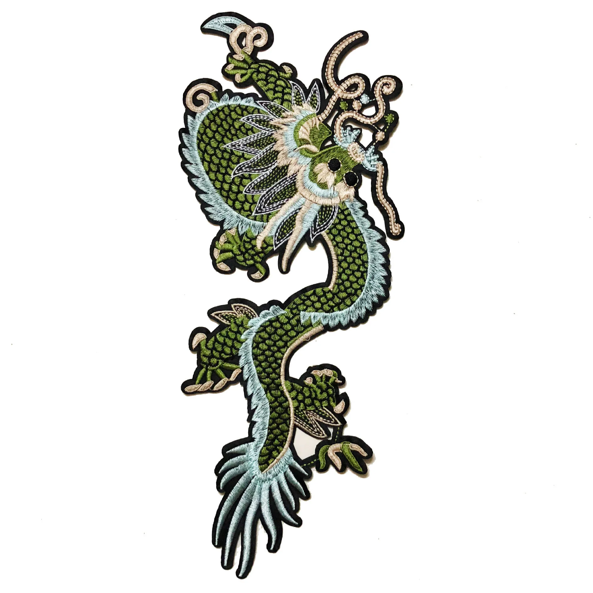 Punk Style A pair Tuba Chinese Qinglong Embroidery Patch Sew On Clothes Applique for DIY Clothing Accessory Patch Free Delivery