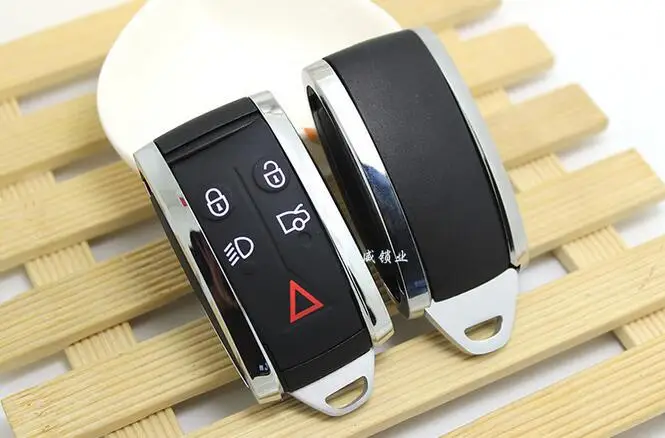 Keyless Entry Smart Remote Key Shell Case For Jaguar XF XK XKR 5 Button With Insert Uncut Blade Car Alarm Housing Fob Key Cover