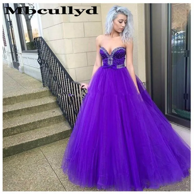 

Mbcully Luxury Beaded Crystal Evening Dresses Dubai Abiye Long Sweep Train Purple Backless Robe De Soiree Shiny Formal Prom Gown