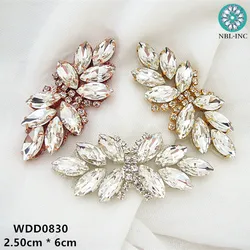 (30PCS) Wholesale customized crystal rhinestone bow applique patch for wedding dresses DIY iron on WDD0830