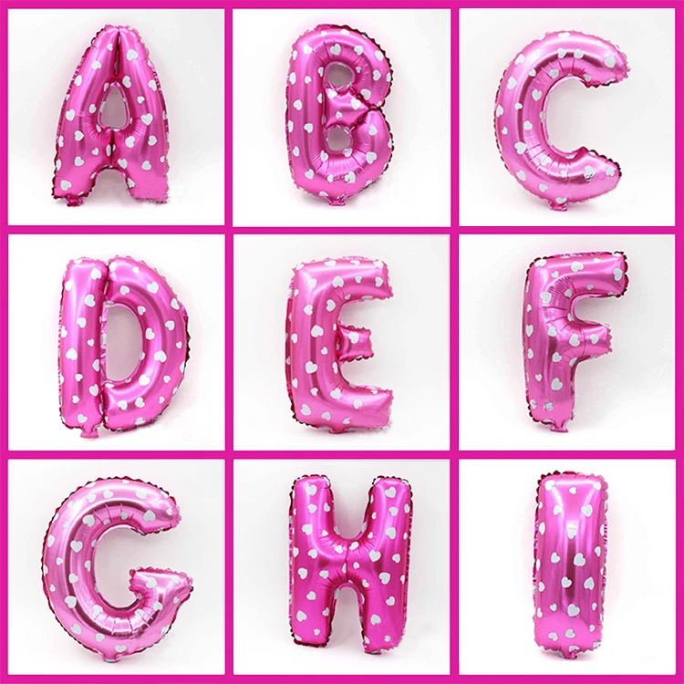 1 PCS 16 Inch Pink Foil Balloons 26 Alphabet Letters A-Z For Wedding Birthday Party Celebration Decoration Supplies