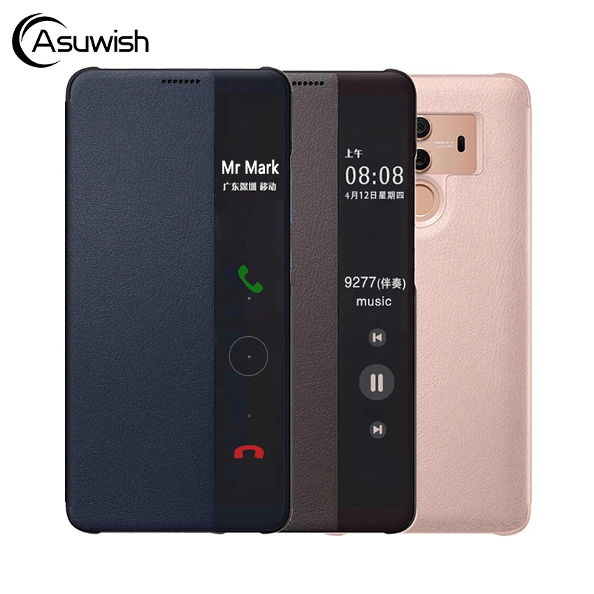 

Smart View Flip Cover Leather Phone Case For Huawei Mate 10 Pro Mate10 10pro Mate10pro Luxury Magnetic Case Shockproof 360