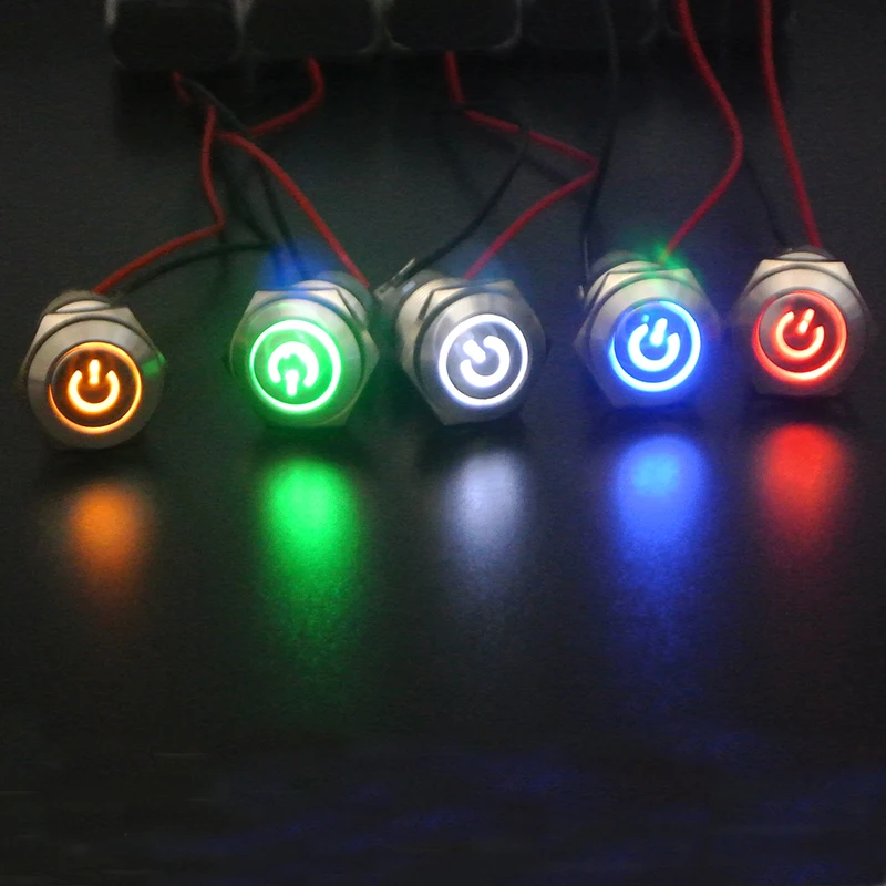 

16mm 12V Silver Waterproof stainless steel LED Power Push Button Metal ON/OFF Switch Latching For Car Boat Motor