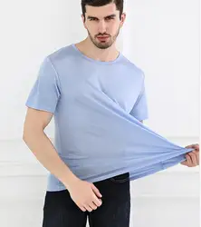 Men's Spring Summer Thin 100% Natural Silk T-shirt Male Elastic Casual Breathable Summer Silk Shirt Tops TB1167